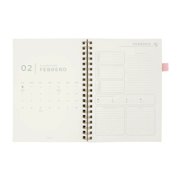 Agenda Semanal Terra 2027 con tapa de curpiel, bolígrafo incluido y caja individual para empresas