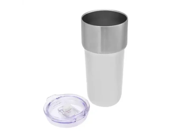 Mug térmico Torch de 600ml con acabado powder coat en colores blanco sin tapa