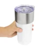 Mug térmico Torch de 600ml con acabado powder coat en colores Blanco, muestra de tamaño