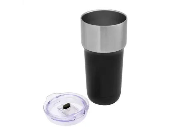 Mug térmico Torch de 600ml con acabado powder coat en colores negro sin tapa