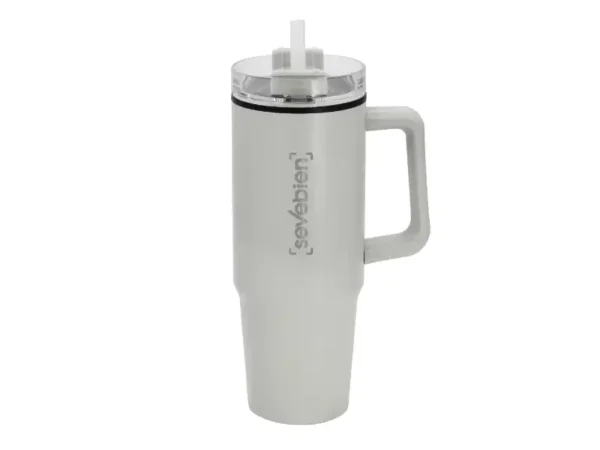 Mug Mega de 880ml con popote y acabado mate para transporte y turismo, Muestra de grabado