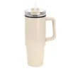 Mug Mega de 880ml con popote y acabado mate en colores beige para transporte y turismo