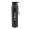 Botella Manhattan negra 800 ml de acero inoxidable, vista frontal, personalizada con logotipo grabado láser.