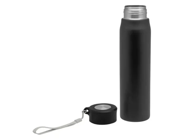 Botella Manhattan promocional color negro, tapa combinada y diseño premium para empresa