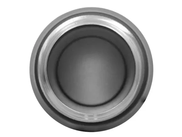 Botella Manhattan negra 800 ml de acero inoxidable, vista frontal, personalizada con logotipo. Acercamisnto del interior