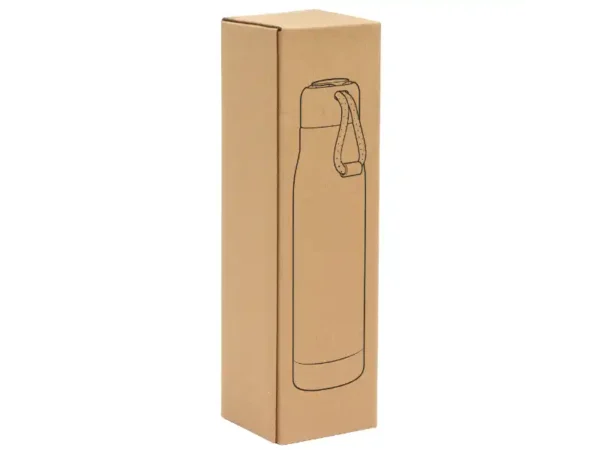 Botella térmica Montana, de acero inoxidable doble pared con correa gris para viajes y auto. Caja de regalo