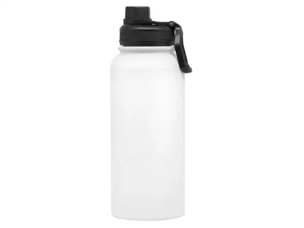 Botella Térmica Liter 1000 ml de acero inoxidable (muestra de grabado) Blanco