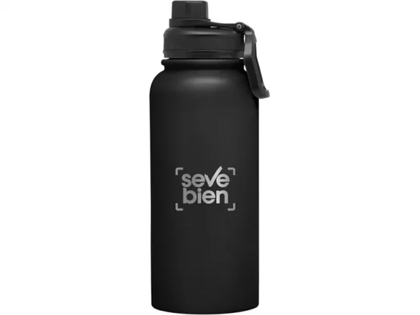 Botella Térmica Liter 1000 ml de acero inoxidable (muestra de grabado) Negro