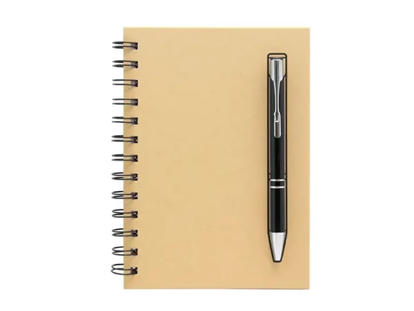 Set De Libreta Y Boligrafo Magic con sistema de sujeción por imán y acabado en cartón Kraft natural.