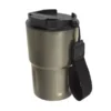 Mug térmico Capof de 400ml acero mate con correa negra. Vista trasera arriba