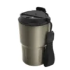 Mug térmico Capof de 400ml acero mate con correa negra.Vista trasera