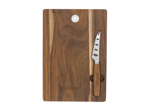 Tabla Para Quesos Emmental en madera de acacia con cuchillo para quesos imantado y caja de regalo kraft