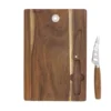 Tabla Para Quesos Emmental en madera de acacia con cuchillo para quesos imantado y caja de regalo kraft Foto de tabla con cuchillo