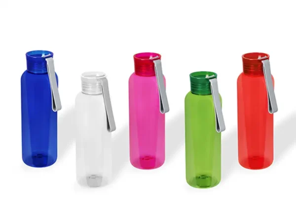 Cilindro Saratoga de plástico RPET reciclado 500 ml con tapa de rosca y asa de silicón para transportarlo