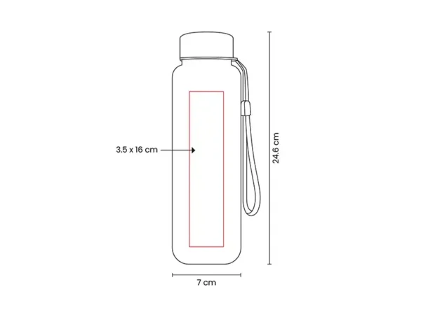 Cilindro de plástico KAVEH con tapa metálica y asa de poliéster para transporte. Medidas