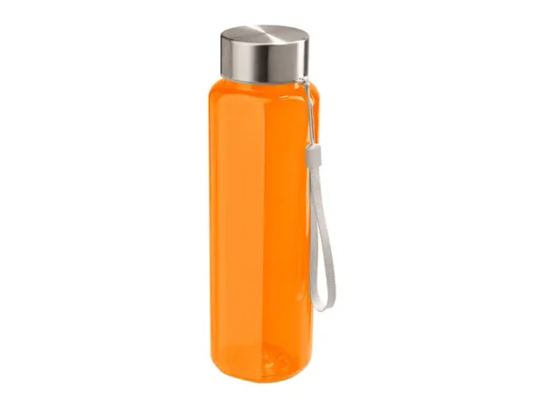 Cilindro de plástico KAVEH con tapa metálica y asa de poliéster para transporte. Naranja