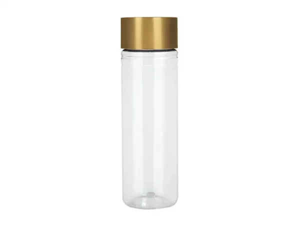 Cilindro Atlantis de 850 ml con tapa metalizada y sistema twist-off en color dorado.
