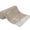 Frazada Luna Personalizada color beige con flecos de lana y poliéster 100x200 cm