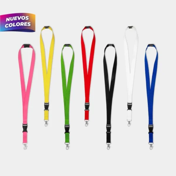 Cordon Porta Gafete Lanyard en blanco, negro, azul, rojo, verde, rosa y amarillo con clip y gancho giratorio