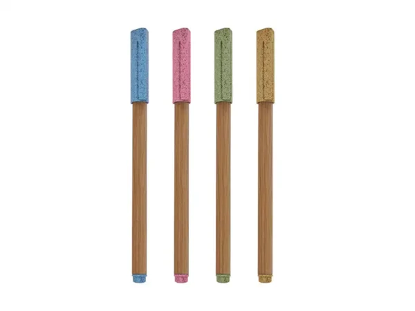 Bolígrafo Genma de bambú con tapón, promocional personalizado con logo, tinta negra Colores disponibles