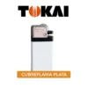 Encendedor Mini Tokai de plástico blanco tamaño compacto 6x2 cm con área para logotipo corporativo
