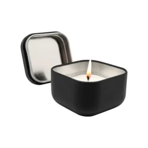 Vela Heiwa para regalo color negro con aroma a vainilla en estuche de metal de aluminio