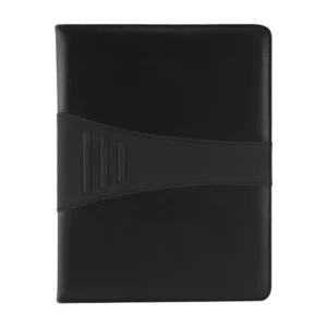 Carpeta Century de curpiel negro con elástico para bolígrafo y block de notas A4.