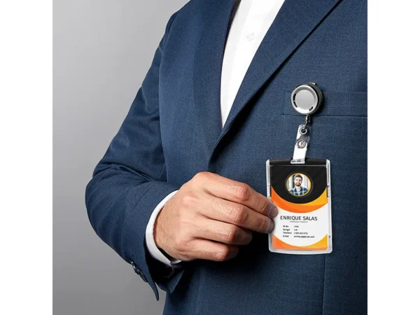 Portagafete Gauri metálico retráctil con caja de regalo individual para identificación corporativa Dot Factory