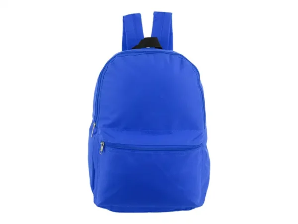 Mochila Cool mediana de poliéster 600D con bolsillo frontal con cierre en color azul royal Frente.