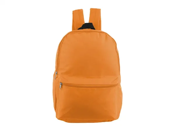 Mochila Cool mediana de poliéster 600D con bolsillo frontal con cierre en color naranja Frente