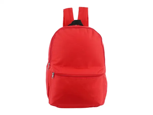 Mochila Cool mediana de poliéster 600D con bolsillo frontal con cierre en color rojo. Frente