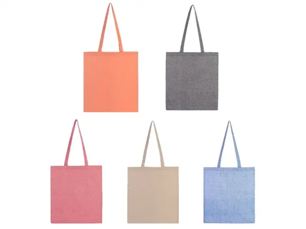 Bolsa Massie de algodón reciclado sin fuelle con asas en colores disponibles