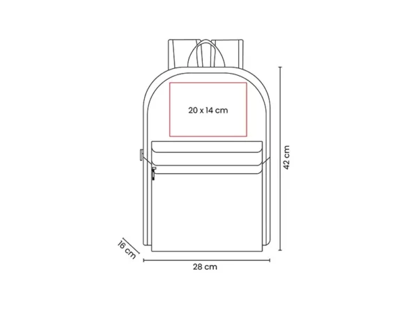 Mochila Tide de poliéster con compartimento para laptop 15”, bolsa principal y frontal con cierre, en colores azul, naranja, negro, rojo, tinto y verde Medidas