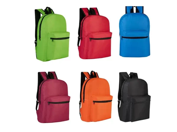 Mochila Tide de poliéster con compartimento para laptop 15”, bolsa principal y frontal con cierre, en colores azul, naranja, negro, rojo, tinto y verde