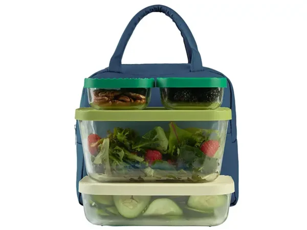 Lonchera Ottawa tipo curpiel color negro con bolsillo frontal. Gran capacidad.