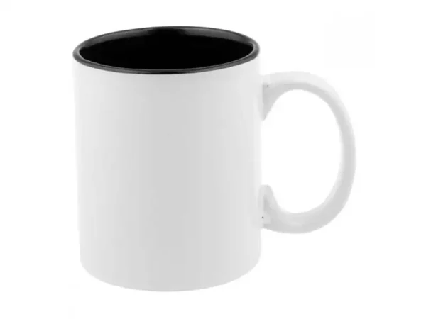 Taza Verona de cerámica blanca con interior de color y asa ergonómica para branding corporativo personalizado Dot Factory