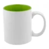 Taza Verona de cerámica blanca con interior de color y asa ergonómica para branding corporativo personalizado Dot Factory