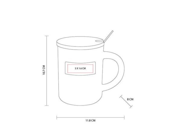 Taza Bambusa de cerámica glossy con tapa de bambú y cuchara, taza personalizada con placa metálica para empresas, regalo de reconocimiento corporativo 12 Oz.