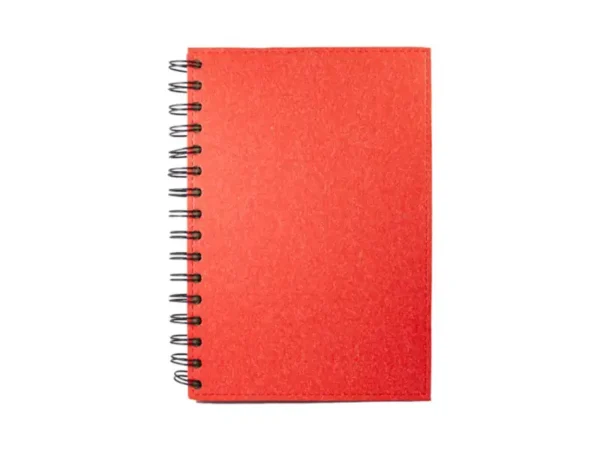 Cuaderno Glasgow ecológico con pasta dura de fibra vegetal y 80 hojas de papel reciclado. Color roja