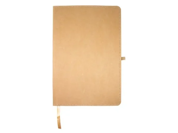 Libreta ecológica Tallin de papel kraft lavable disponible en color café para branding corporativo de Dot Factory.