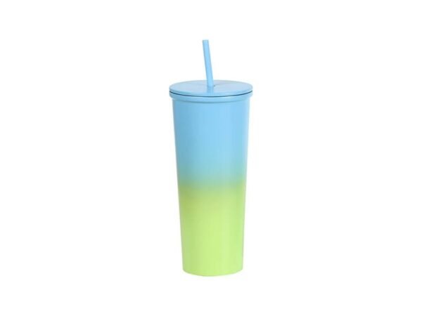 Vaso Vaitogi Publicitario bi-tono de acero inoxidable 690 ml con popote, vaso térmico personalizado de doble pared para regalos empresariales prácticos y reutilizables.