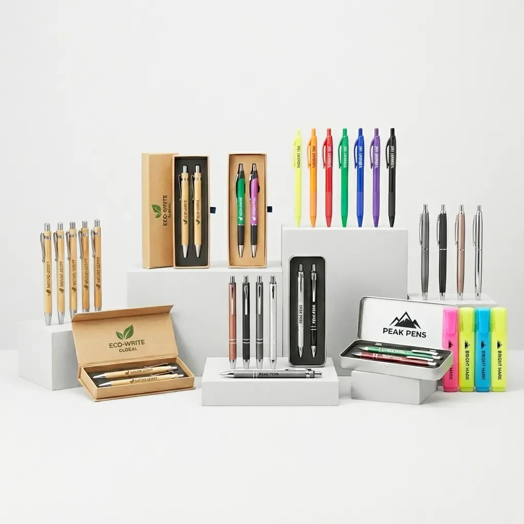 Escritura. Bolígrafos de diferentes colores y texturas