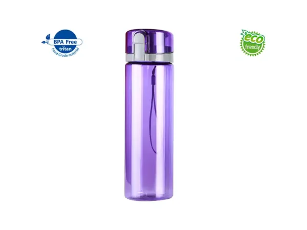 Cilindro Tritan de 700 ml con tapa de seguridad y correa para hidratación corporativa libre de BPA.