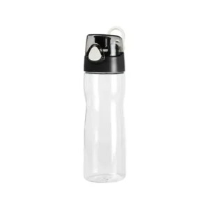 CILINDRO TRANSPARENTE de Tritan de 650 ml con tapa de botón de seguridad, arnés de transporte y detalles en silicón.