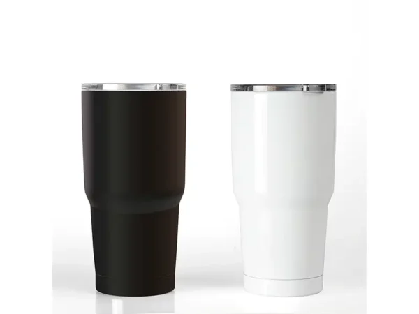 Termo De Acero V de doble pared en acero inoxidable con capacidad de 20 oz y tapa transparente.