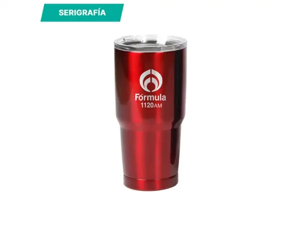 Termo De Acero V de doble pared en acero inoxidable con capacidad de 20 oz y tapa transparente.