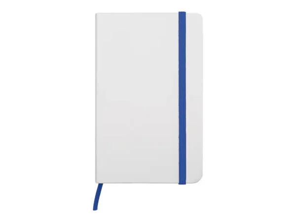 LIBRETA WHITE Libreta de pasta dura blanca con 80 hojas rayadas y cierre elástico de color para personalización