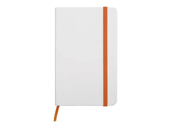 LIBRETA WHITE Libreta de pasta dura blanca con 80 hojas rayadas y cierre elástico de color para personalización