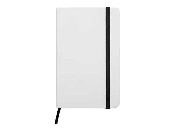 LIBRETA WHITE Libreta de pasta dura blanca con 80 hojas rayadas y cierre elástico de color para personalización