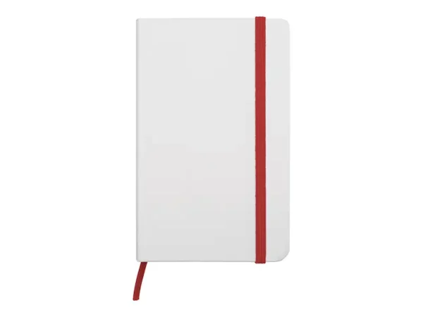 LIBRETA WHITE Libreta de pasta dura blanca con 80 hojas rayadas y cierre elástico de color para personalización
